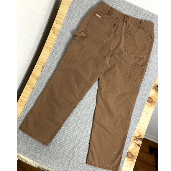 Skoops NYC Traditional Duck Pants Mens 34X30 Khaki Double Knee Carpenter Work - Picture 7 of 13